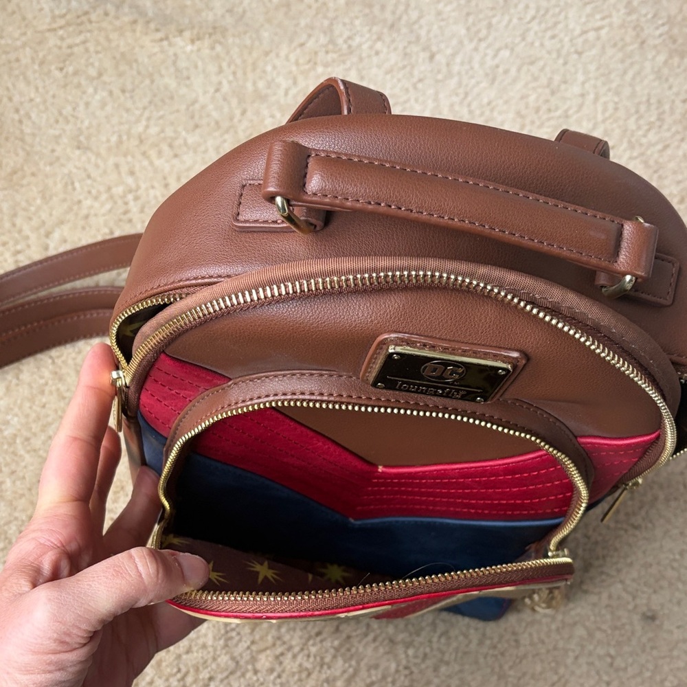 Loungefly Brown, Red, and Blue Backpack - Picture 5 of 6